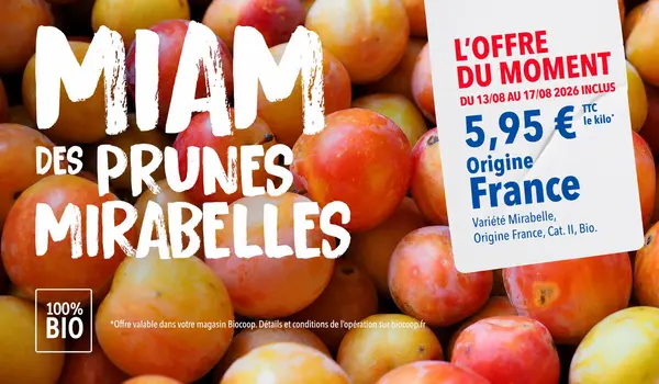 Offre du moment : Mirabelles Bio origine France, à 5,95€/kg